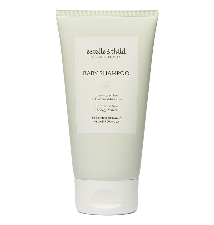 Biocare baby shampoo, certified organic, vegan, fragrance free, allergy tested, tube