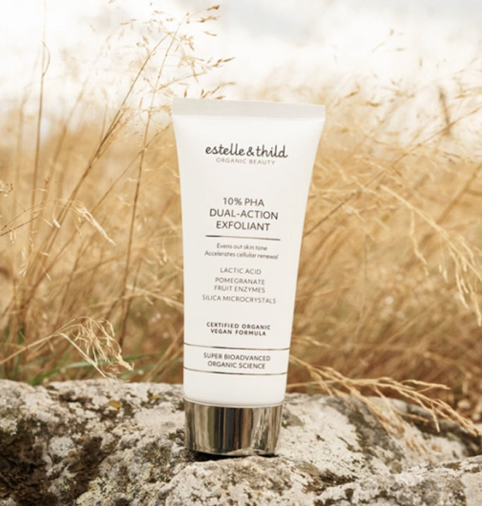 exfoliant, vegan, organic, PHA, display