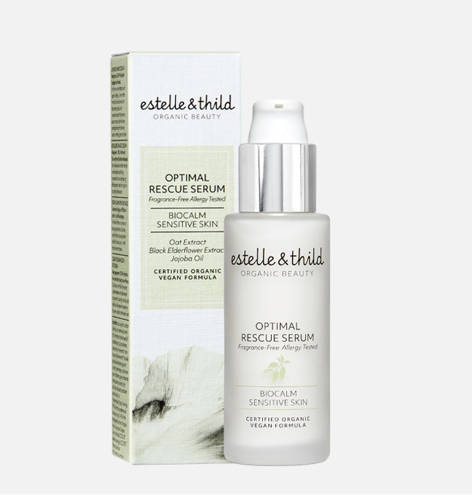 BioCalm rescue serum, sensitive skin, fragrance free, bottle and box