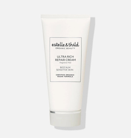 BioCalm ultra rich repair cream, face moisturiser, certified organic, vegan, sensitive skin, fragrance free, tube