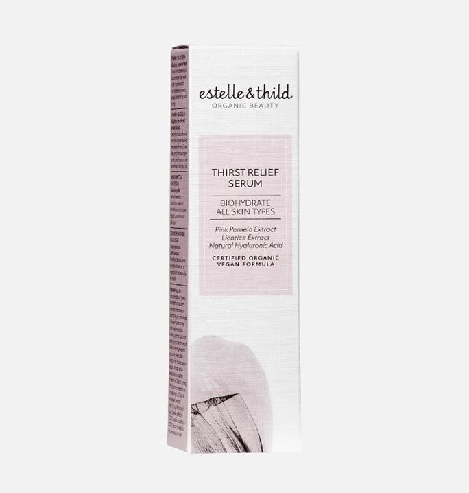 Biohydrate thirst relief serum, certified organic, vegan, hyaluronic acid, box
