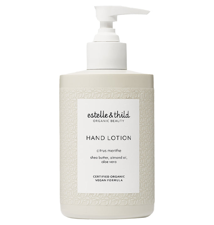 citrus, menthol, hand lotion, organic, vegan, bottle