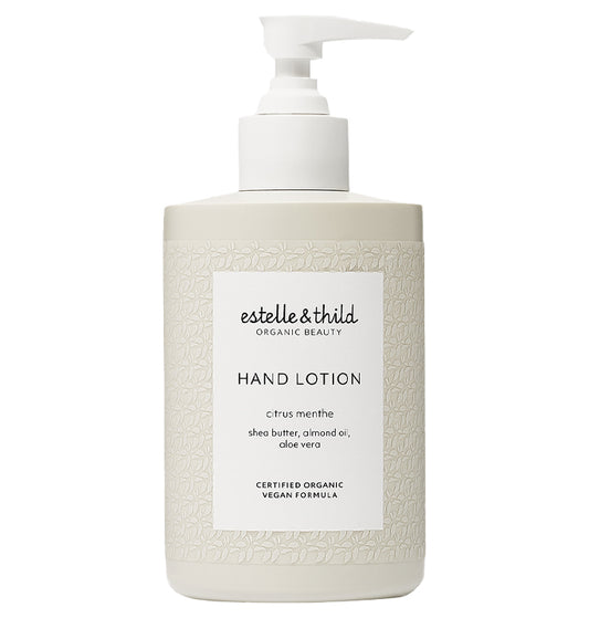 citrus, menthol, hand lotion, organic, vegan, bottle
