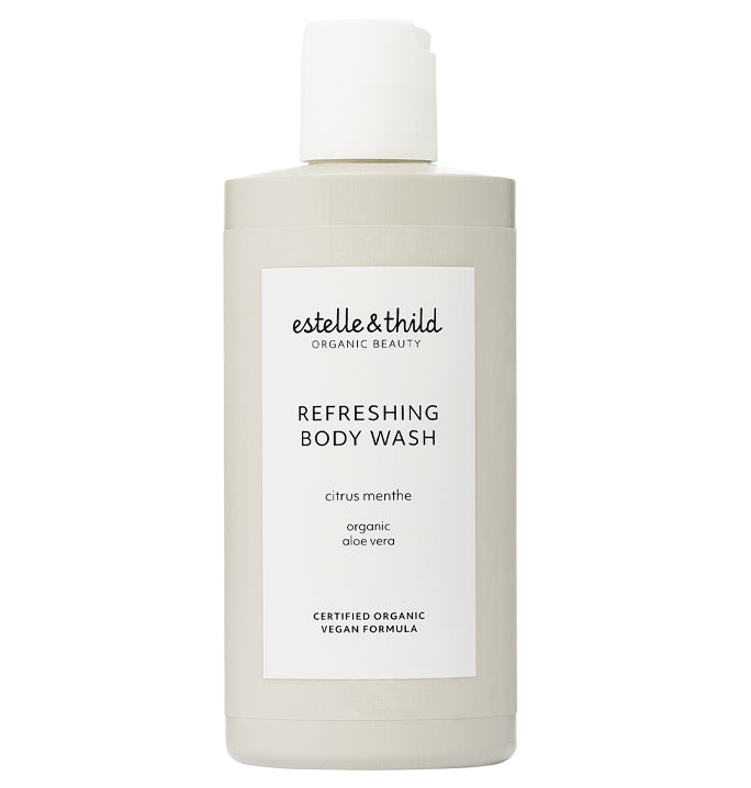 citrus, menthol, body wash, refreshing, vegan, organic, bottle