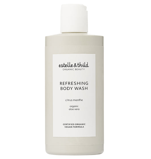 citrus, menthol, body wash, refreshing, vegan, organic, bottle