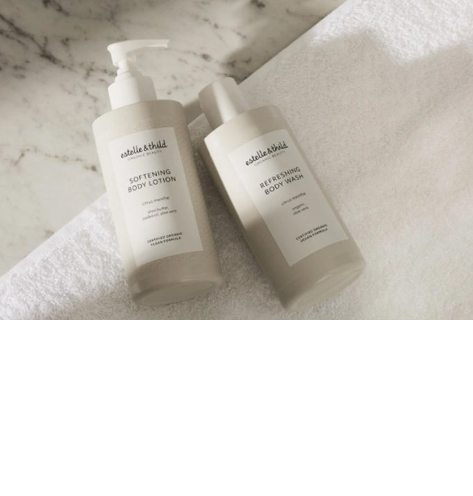 body lotion, vegan, organic, citrus, shea butter, jojoba oil, aloe vera, display