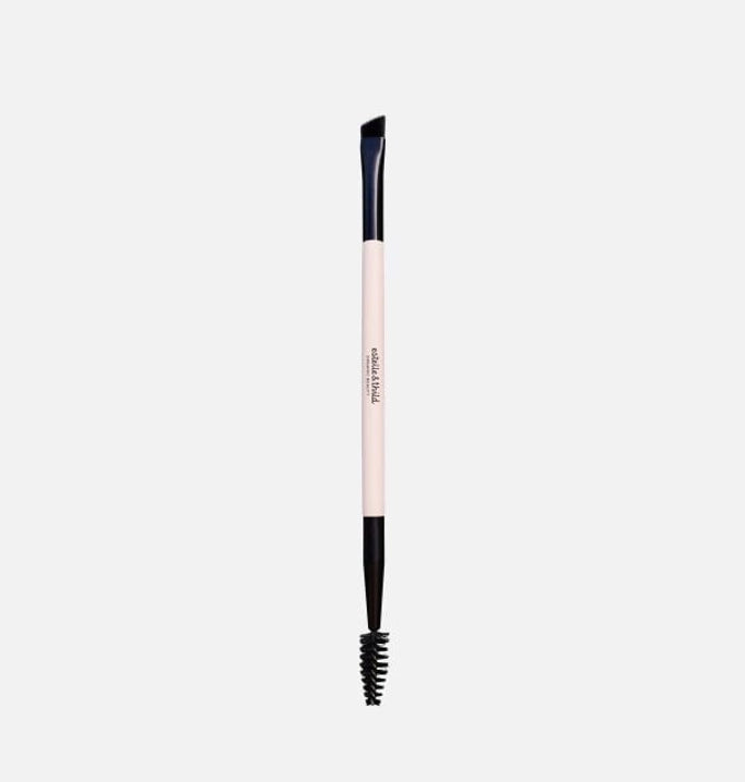 double ended eyebrow brush, vegan, wooden handle
