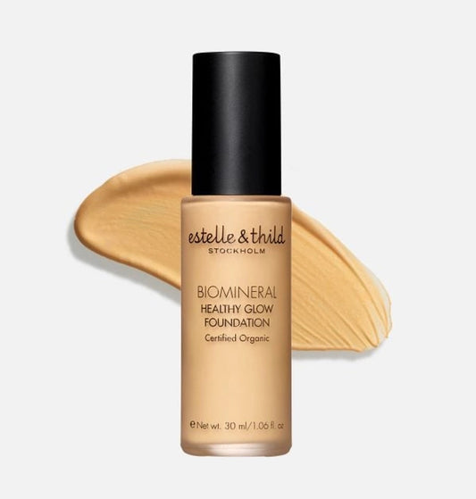 Mineral Foundation Dark Pink, Bottle and Sample
