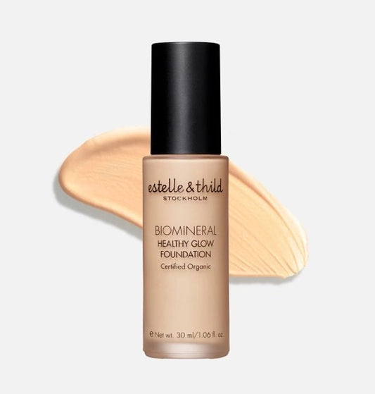 Mineral Foundation Light Yellow, Bottle and Sample