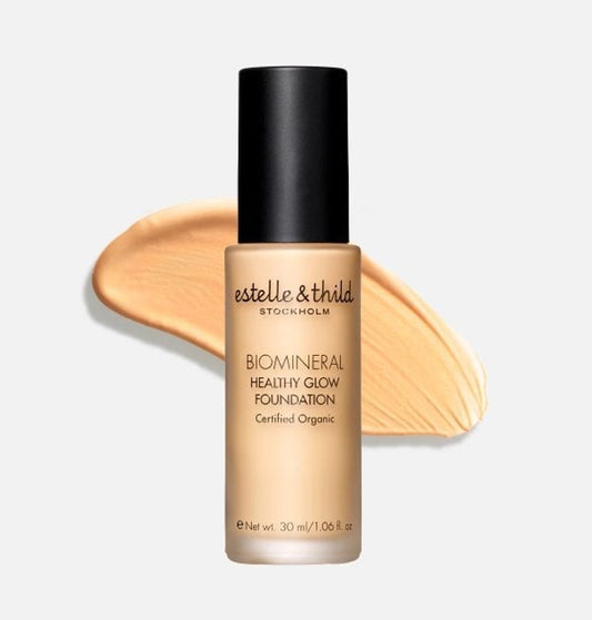 Mineral Foundation Medium Yellow, Bottle and Sample