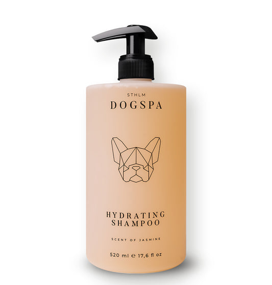 hydrating dog shampoo, bottle