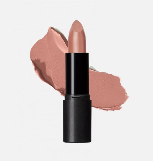 mineral, long lasting lipstick, vegan, certified organic, dusty beige, stick and sample