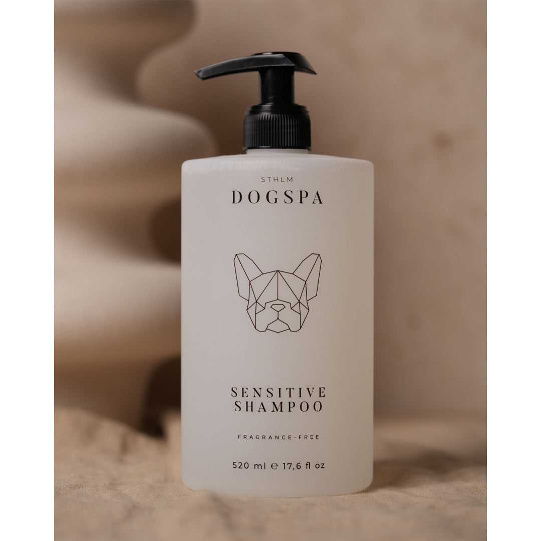 sensitive dog shampoo, bottle, background