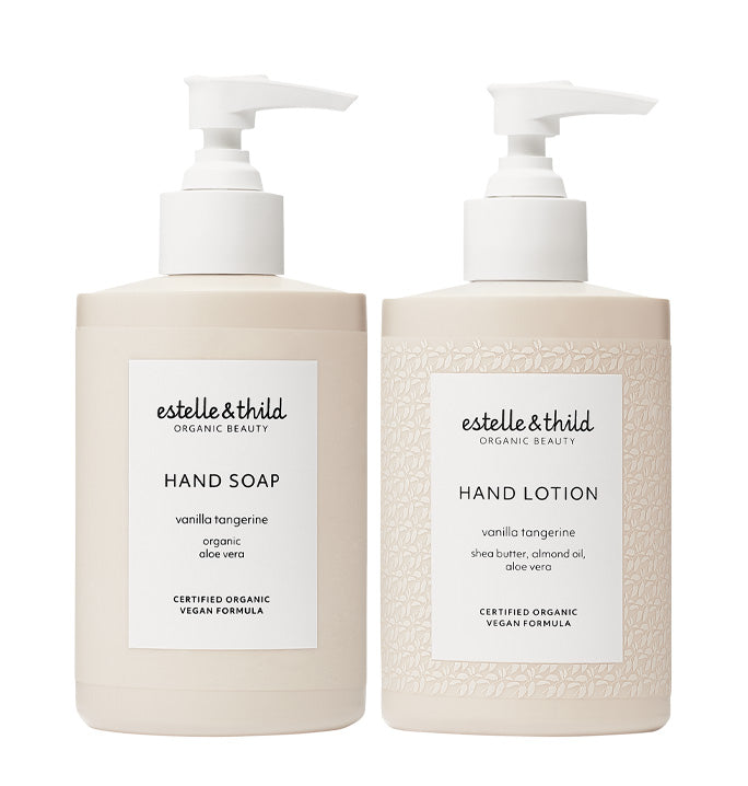 vanilla, hand lotion, hand soap, hand wash, organic, vegan, bundle