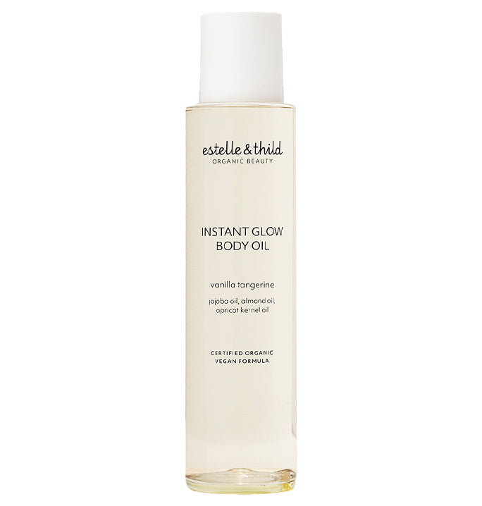 body oil, moisturising, vegan, organic, vanilla, bottle