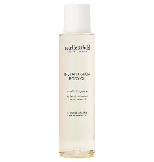 body oil, moisturising, vegan, organic, vanilla, bottle