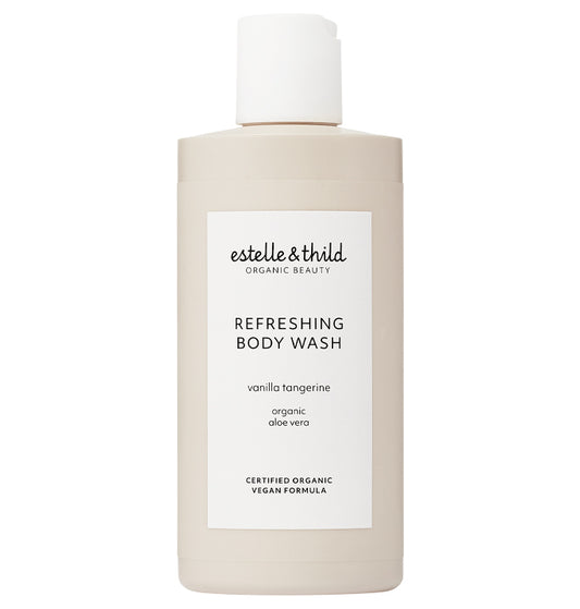 body wash, vegan, organic, vanilla, bottle