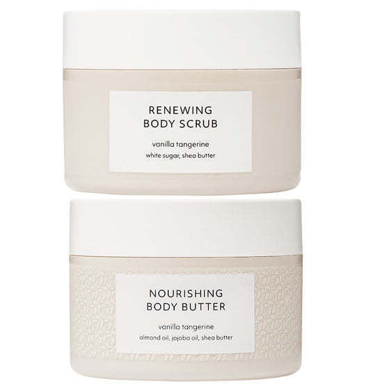 body scrub, body lotion, vanilla, gift pack